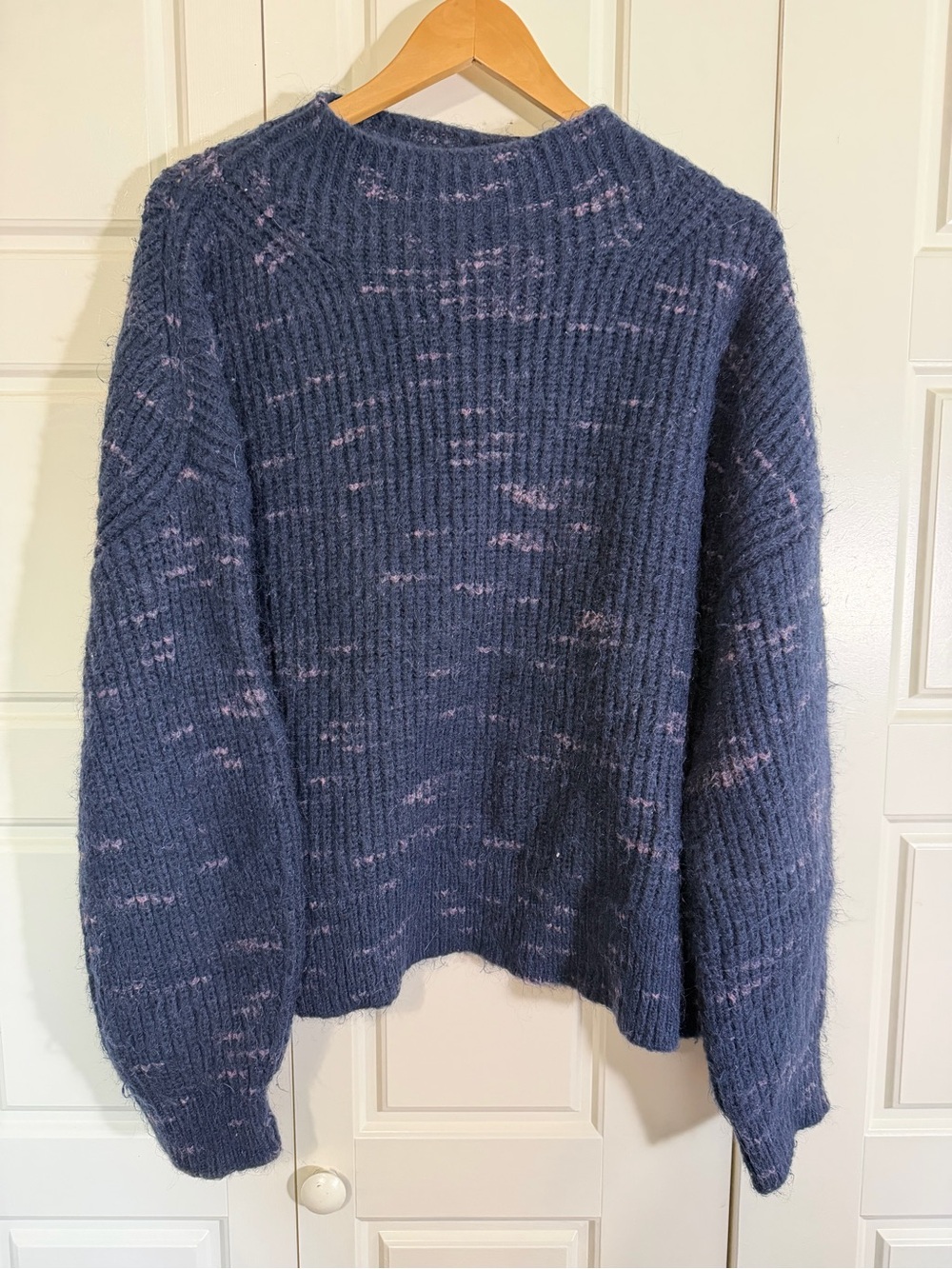 Varley Navy Crew Sweater with Pink Fleck